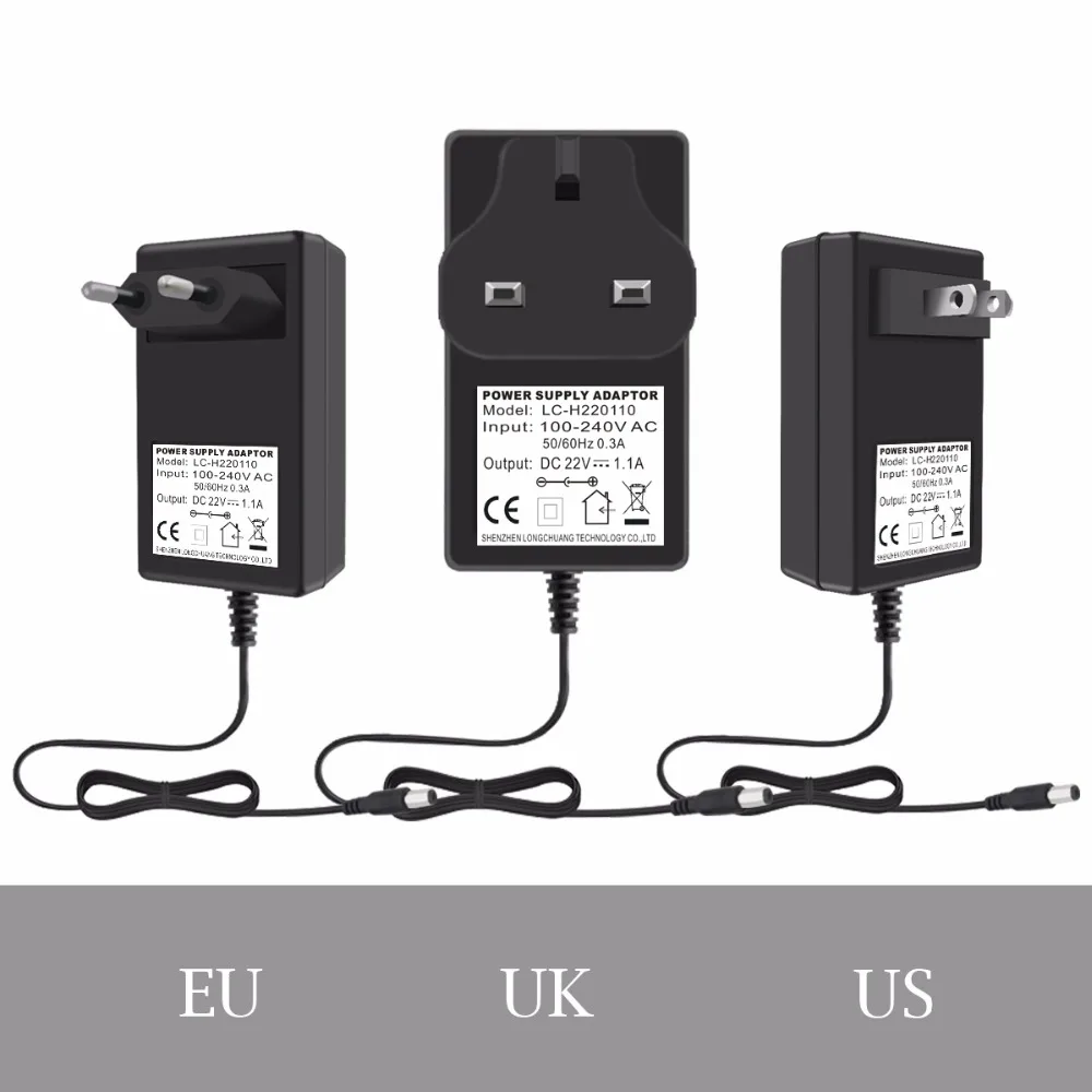 

VORED 1 шт. 22 в 5,5 мА/2,5 а зарядное устройство, адаптер питания, вилка ЕС/США/Великобритания, 1,5 x мм с кабелем м светодиодный, бесплатная доставка