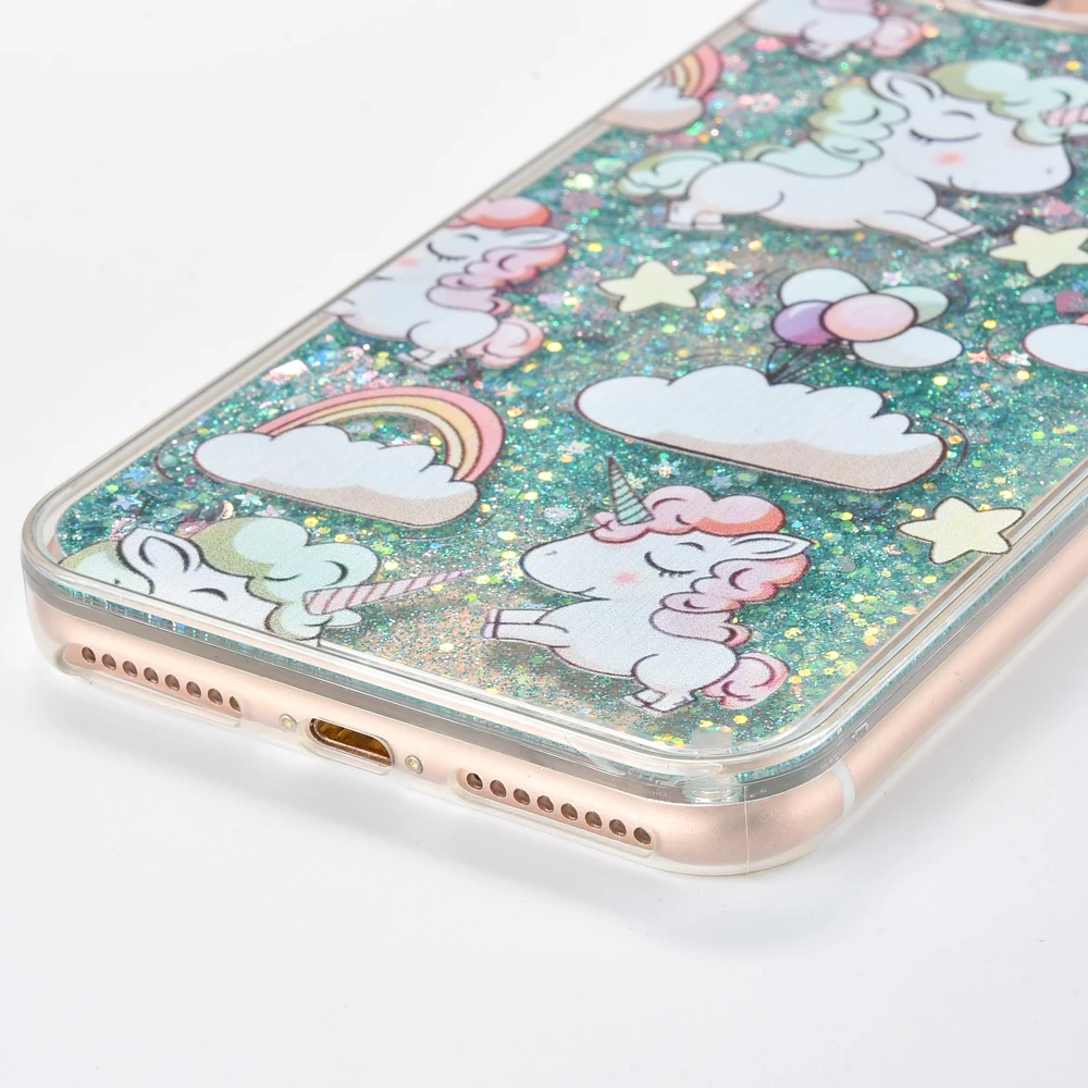 Милый мультфильм Единорог чехол для iphone 8 7 Для женщин блеск plus бампер