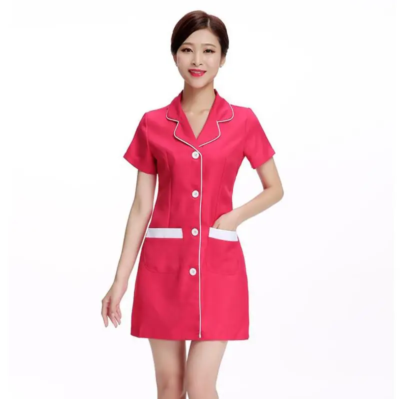835 rose red Униформа медсестры платье-футляр медицинская одежда платье косметолога красота униформа для салона - Цвет: 835 rose red