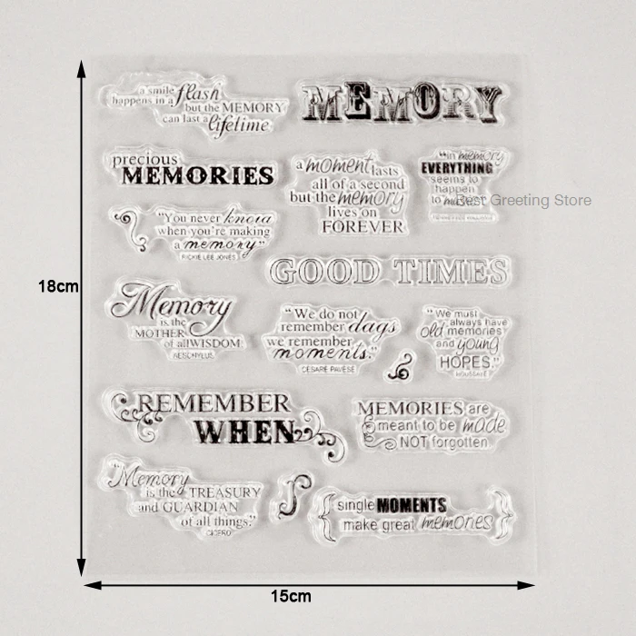 Память Цитата штампы для Scrapbooking, изготовления карт, цепляться резиновый лист со штампами