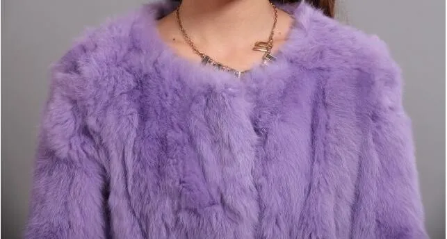 Женское зимнее длинное пальто из кроличьего меха | Женская одежда