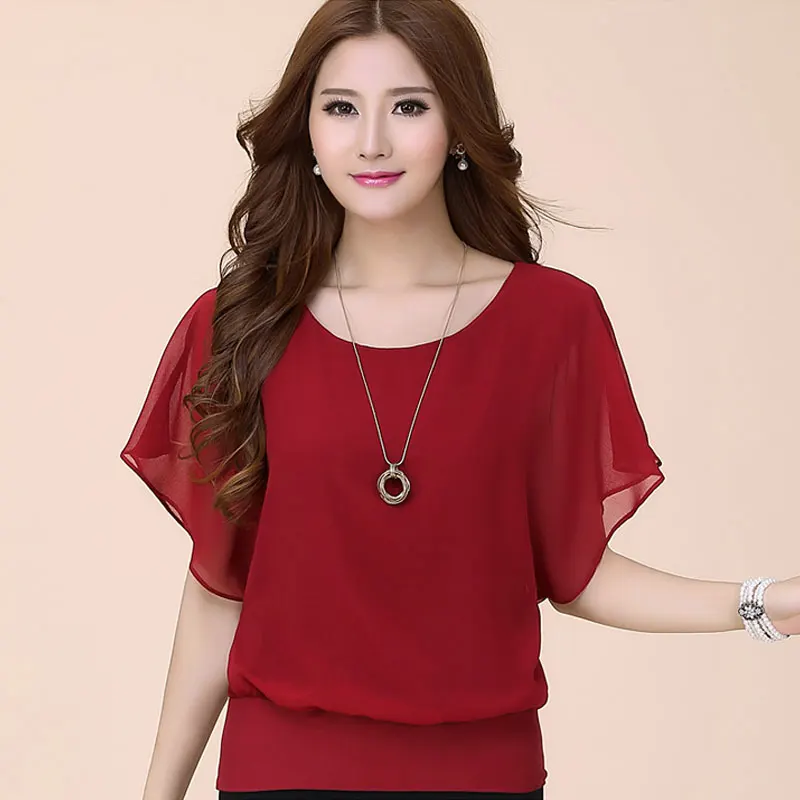 5 цветов новинка 2017 модная Свободная Повседневная шифоновая блузка однотонная