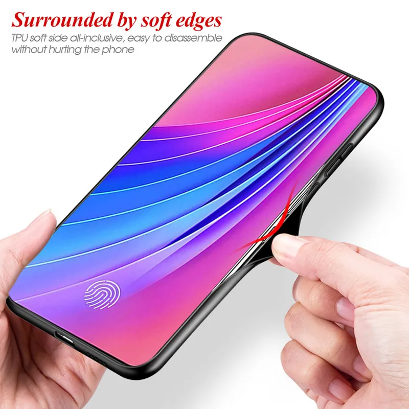 For VIVO V15 Pro Phone Case Gradient Tempered Glass Hard Soft TPU Silicone Frame Back Cover for |