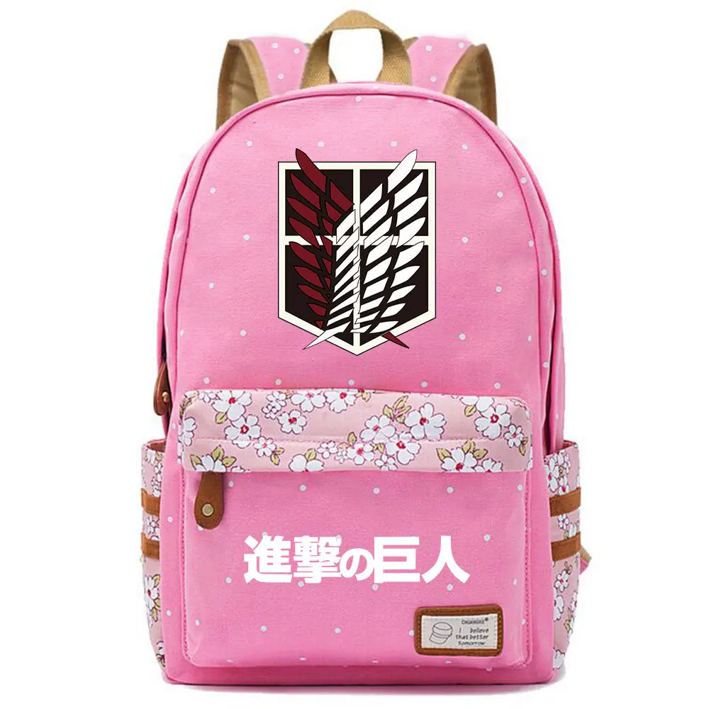 Attack on Titan Wings Freedom Bag Backpack Flower Point Floral School Teenagers Student Book Travel Laptop Girl Boys Mochila | Багаж и