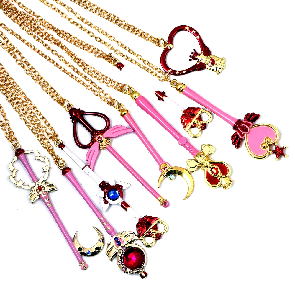 9 Сейлор Мун логотип Диаманте золотая цепочка колье ожерелье скипетр кулон