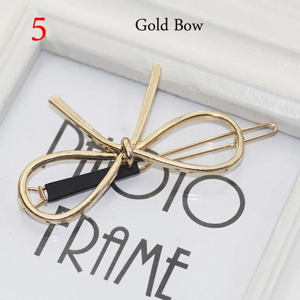5 Gold Bow 1 шт. золотисто-серебристые геометрические неровности шпильки для волос треугольные бриллианты бант-узел в форме кошки заколки для волос металлические заколки аксессуары для волос - Цвет: 5 Gold Bow