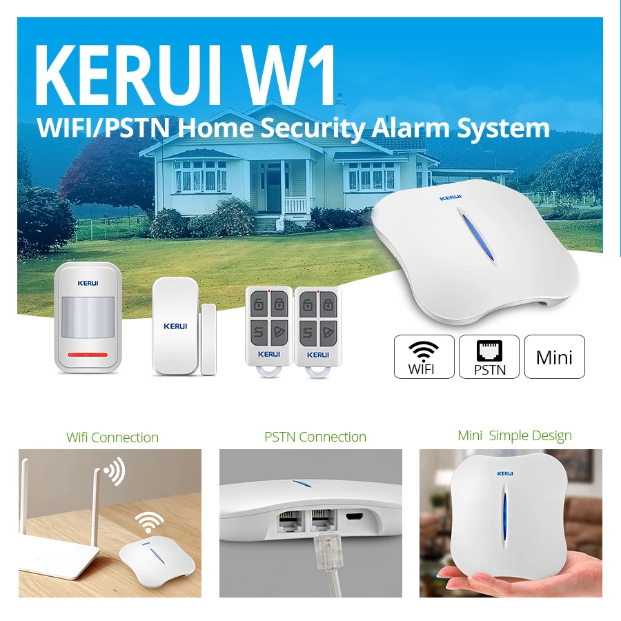 KERUI W1 Беспроводной охранных WiFi PSTN сигнализация Камера комплект мини-сигнализация устройства приложение Remote Управление