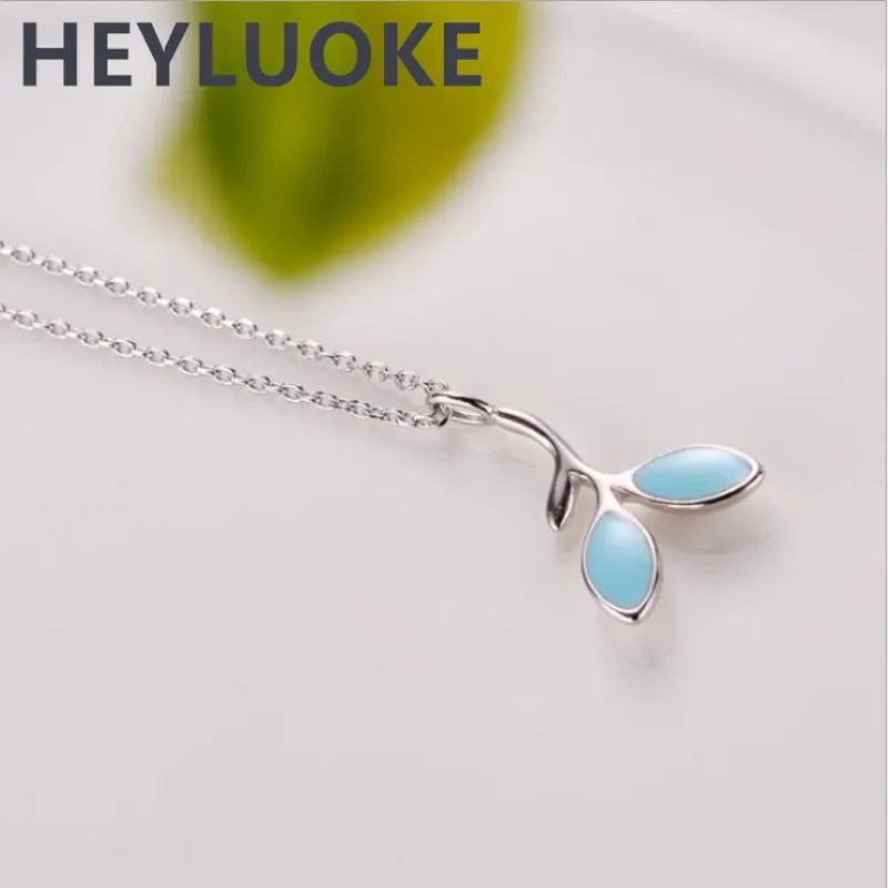 

HEYLUOKE Natural Stone Green Tree Leaves Buds Choker Necklaces & Pendants For Women Fashion 100% Jewelry