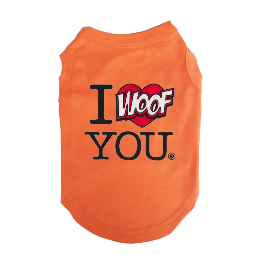 Бесплатная доставка одежда с принтом щенка I wOOF YOU футболки майки летние для