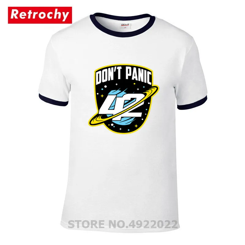 Retro Science Guide Tshirt The answer to everything 42 T shirt Men's dont panic sci-fi Hitchhiker To Galaxy T-shirt | Мужская одежда