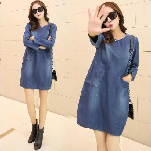 Платье женское весеннее с длинным рукавом большого размера E845 | Женская одежда