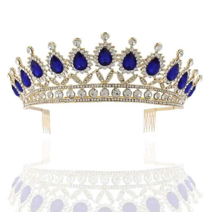 Барочная тиара KMVEXO, тиара со стразами - Окраска металла: Blue Comb