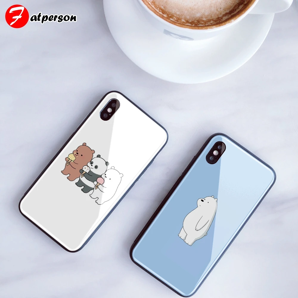 Заказной чехол из закаленного стекла для телефона для iphone 11 Pro XS MAX XR 5 5S SE чехол Мы Голые Медведи DIY чехол для iphone 8X7 Plus 6s capa