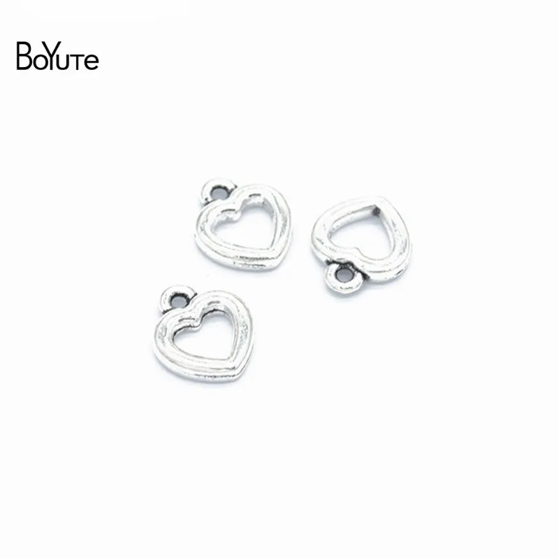 BoYuTe(100 шт./лот) металлический сплав подвеска в форме сердца Diy ручной работы аксессуары для изготовления ювелирных изделий - Окраска металла: 12x10MM-1MM Hole