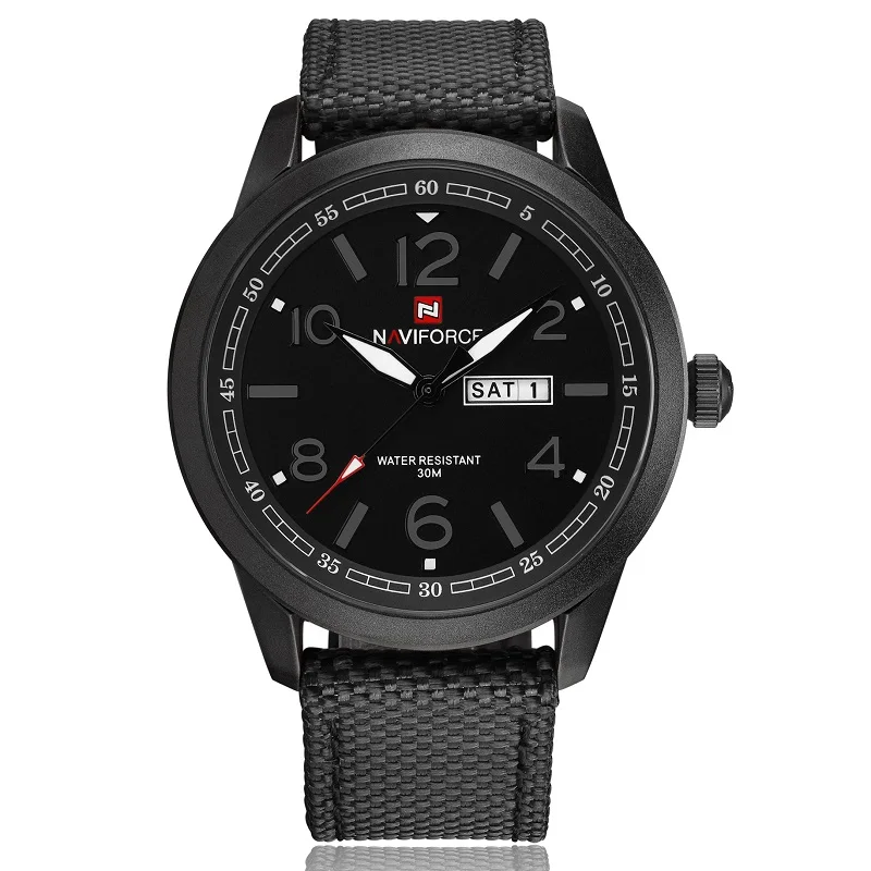 Black grey Элитный бренд NAVIFORCE для спорта на открытом воздухе мужские часы Армейский Зеленый Военный Мужские кварцевые наручные часы с отображением недели модные деловые часы - Цвет: Black grey