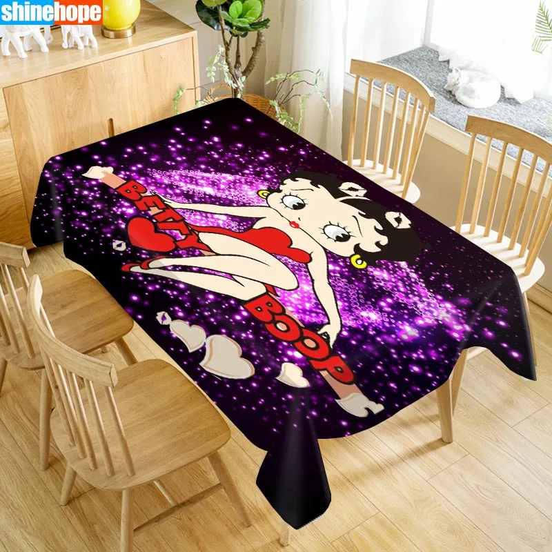 Скатерть на заказ Betty Boop, ткань Оксфорд, Пыленепроницаемая прямоугольная скатерть, вечерние, домашний декор, 100x140 см, 140x250 см - Цвет: tablecloths 6