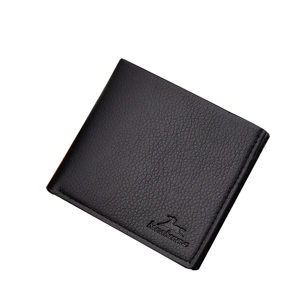 Retro men's short wallet solid color open lychee pattern multi-card wallet small square bag Card Position Wallet T619