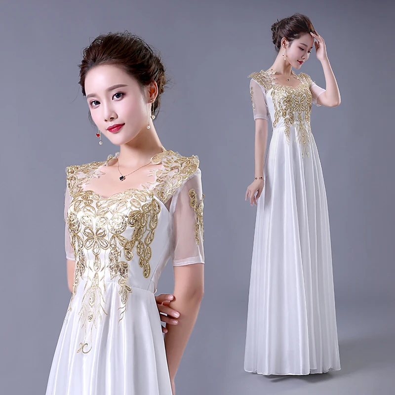 Платье женское атласное с полурукавами белое элегантное вечернее платье для