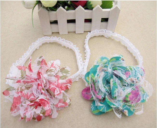 Free Shipping Baby Chiffon Flower Headband Girls Lace Infant Knitting Hair Weave Accessories Gift TPF0005 | Детская одежда и обувь