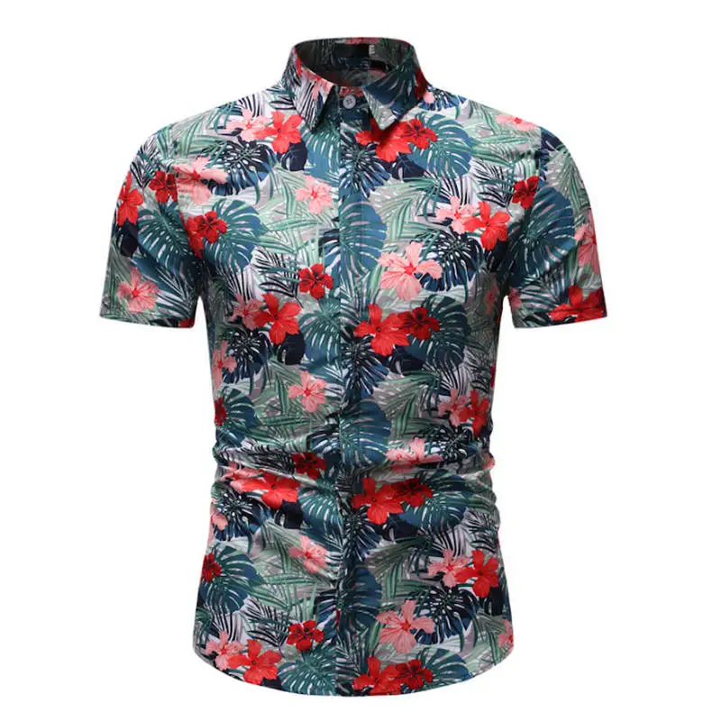HZ18 Мужские Гавайские рубашки мужские повседневные Camisa Masculina печатные пляжные рубашки мужская рубашка навыпуск с ярким рисунком короткий рукав Летняя Праздничная рубашка - Цвет: HZ18