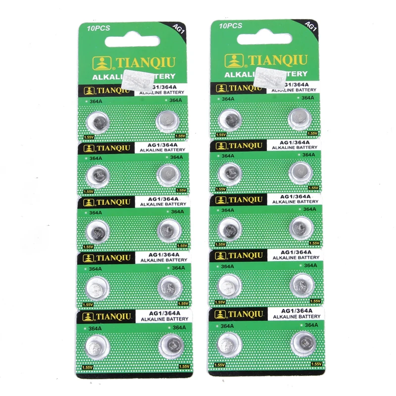 20 шт 1,55 V AG1/364A/LR621/LR60 щелочной аккумулятор Кнопка Батарея один Применение батареи щелочные часы Батарея набор