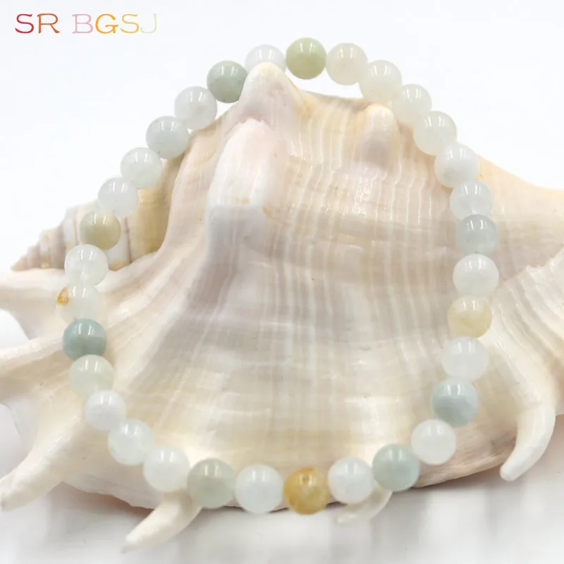 Free Shipping 6mm 8mm Round Multi Aquamarines Aqua Gems Natural Stone Stretchy Women Bracelet 7&quot 7.5&quot 8&quot | Украшения и