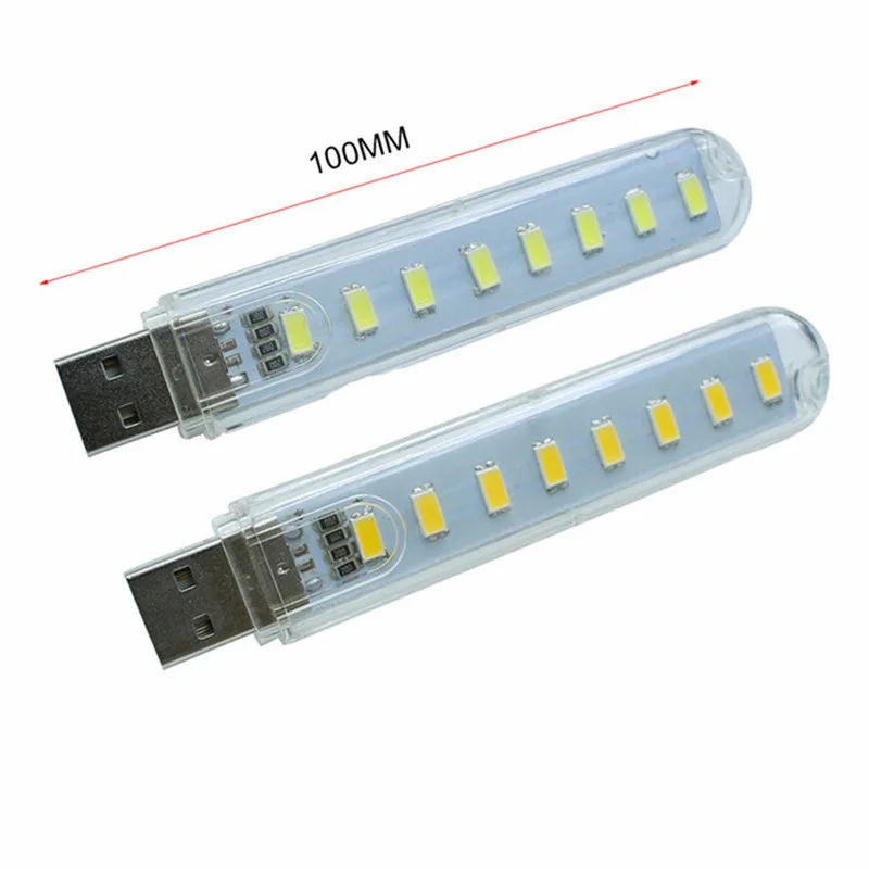 2 шт./8 светодиодов 5730 мини USB Ночной светильник портативный 100 мм домашняя
