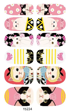 Rocooart Y5224 Kawaii Cat украшения для ногтей розовый и белый милый клей наклейки женщин |