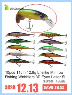 10pcs 11cm 12.8g Lifelike Minnow Fishing Wobblers 3D Eyes Laser Sinking Hard Plastic Artificial Swimbait Lure Set