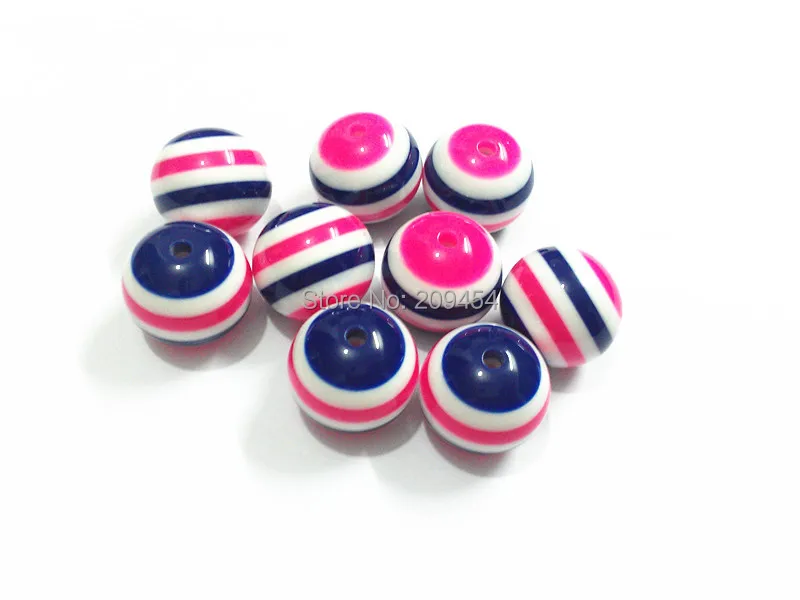 Newest! 20mm-100pcs/lot Hotpink/White/Navy Blue Resin Stripe Beads For Fashion Kids Necklace Making | Украшения и аксессуары