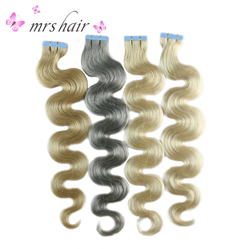 MRS HAIR, 18 дюймов, объемные волнистые человеческие волосы для наращивания, 20 шт., бесшовные волосы, не Реми, волосы, кожа, уток, 613, крепкие американские ленты
