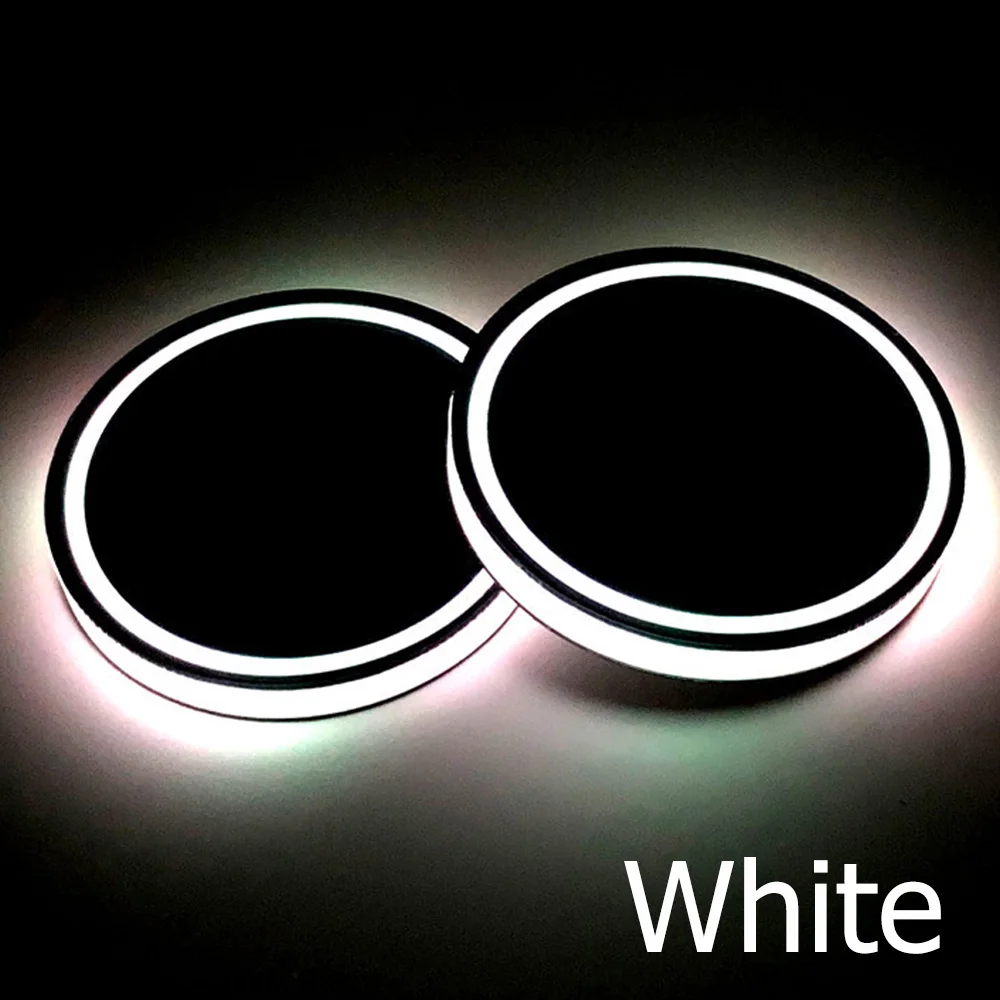 White 2 шт. Универсальный светодиодный Автомобильный держатель для чашки Нижняя накладка светодиодный светильник накладка атмосферный светильник s Противоскользящий коврик красочный светильник coaster - Испускаемый цвет: White