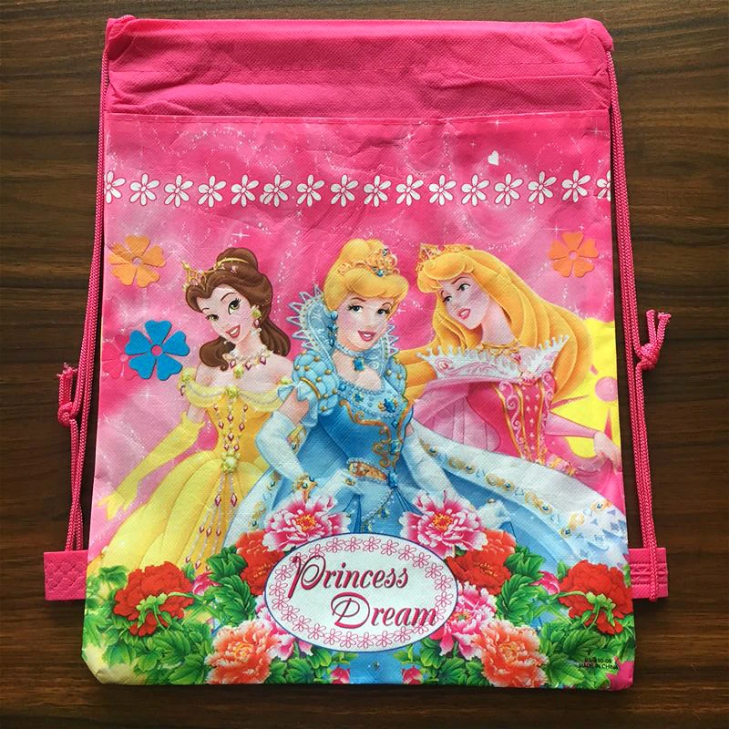 12 шт. Принцесса мультфильм нетканые ткани drawstring рюкзак школьный сумка для