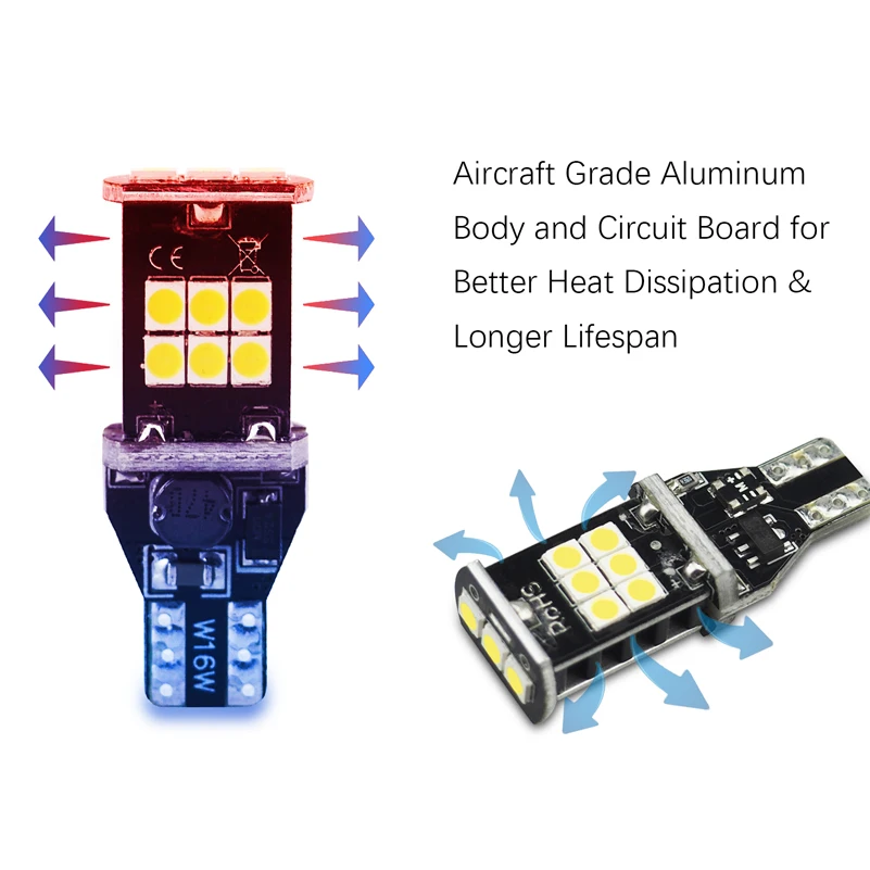 Auxito 2x для BMW E60 E90 T15 W16W светодиодные лампы автомобильного фонаря Canbus Backup Reverse Light без ошибок интерьера 3535SMD белого цвета.