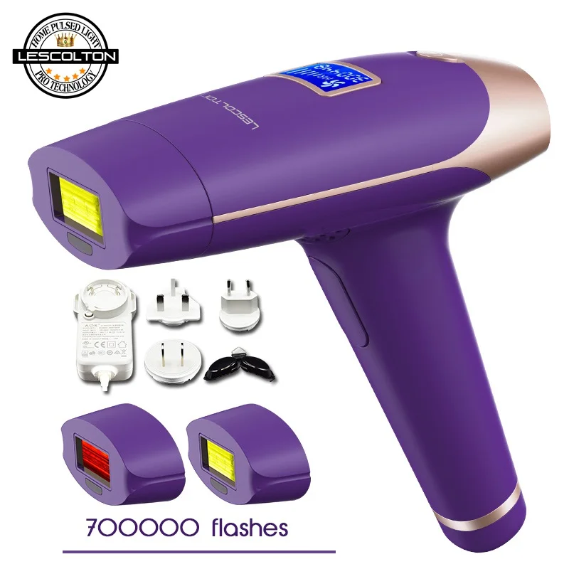 700000times Purple Лазерный эпилятор lescolton 1000000 раз, 4 в 1, Эпилятор IPL, эпилятор для удаления волос с ЖК-дисплеем, лазерное постоянное бикини - Цвет: 700000times Purple
