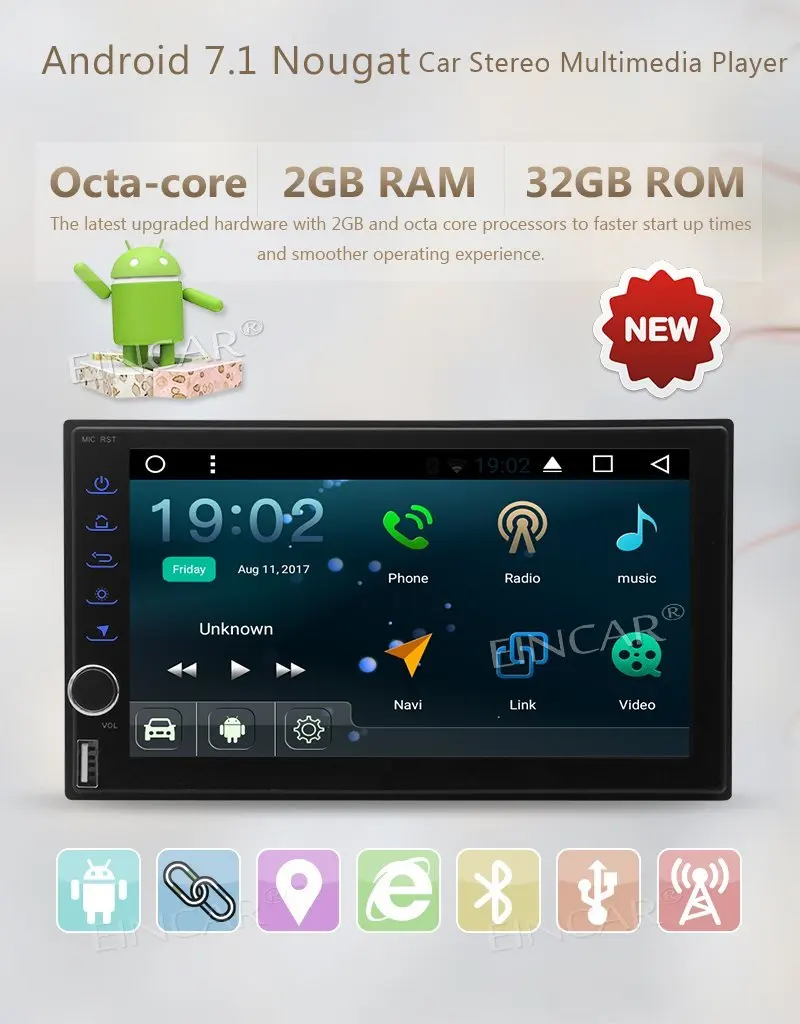 Eincar Восьмиядерный Android 7 1 без dvd плеера 2 Din автомобильная Стерео gps навигация