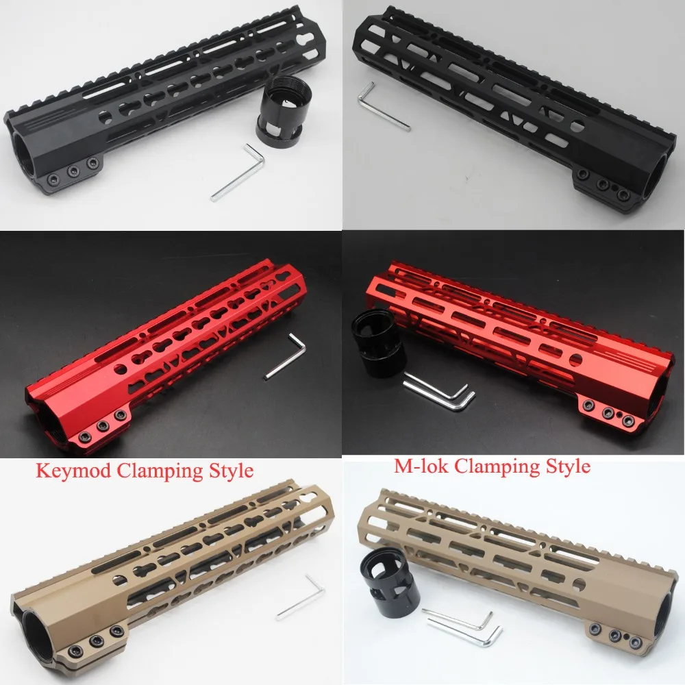 

10'' inch Keymod / M-lok Clamping Style Black/Red/Tan Colors Monolithic Top Handguard Rail Picatinny Free Float Mount System