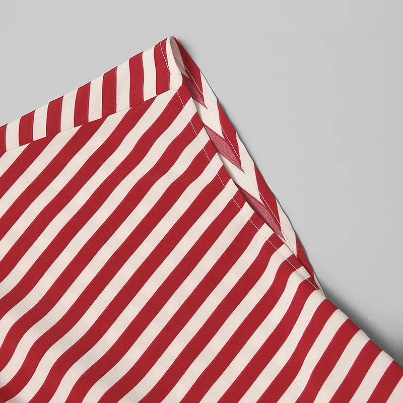 Женское длинное платье в полоску с круглым вырезом стиле ретро большие размеры 857