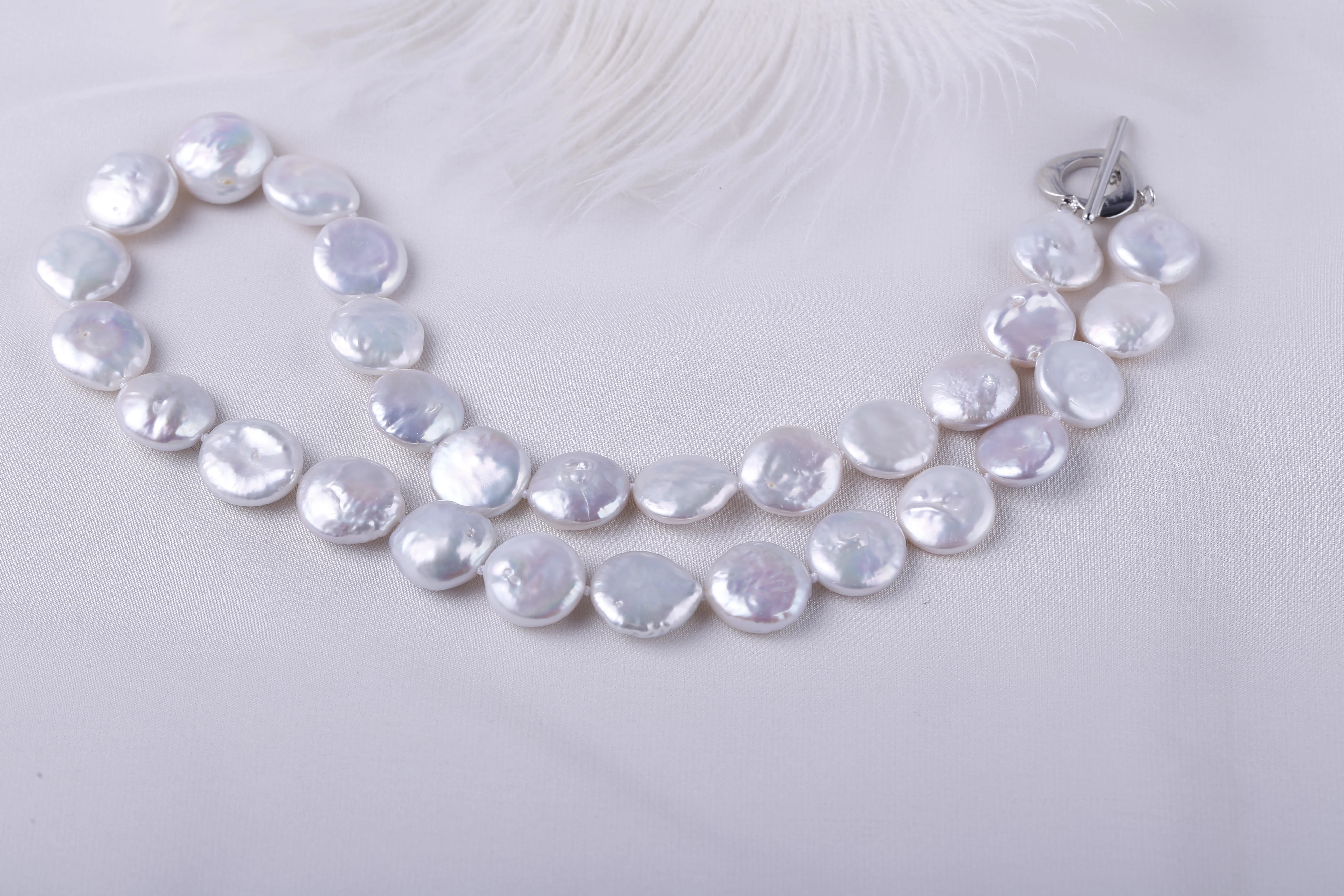 DAIMI 925 sterling silver 13-14MM Huge Coin Pearl Necklace Natural White Choker Promotion Gift | Украшения и аксессуары