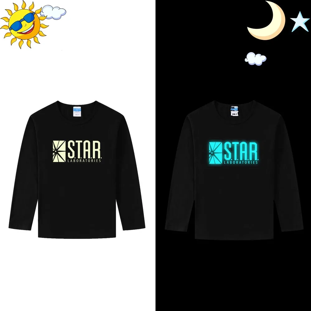 Black Long Sleeve LYTLM Camiseta с надписью "Звездные лаборатории" флэш-памяти, Детский костюм футболка Теория большого взрыва Therory футболка как у Шелдона Купера, футболки для маленьких девочек Зимняя одежда - Цвет: Black Long Sleeve