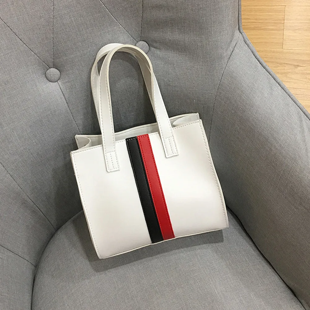 2018 Woman Tote Casual Bags Crossbody Bag Stripe Leather Handbag Shoulder handbags women famous brands bags | Багаж и сумки