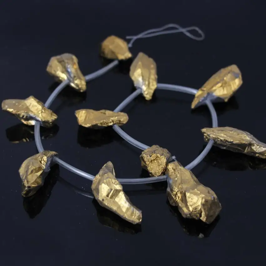 15 5 &quotнитка золотого Титана кварца кристалла геоде Топ Просверленный свободный