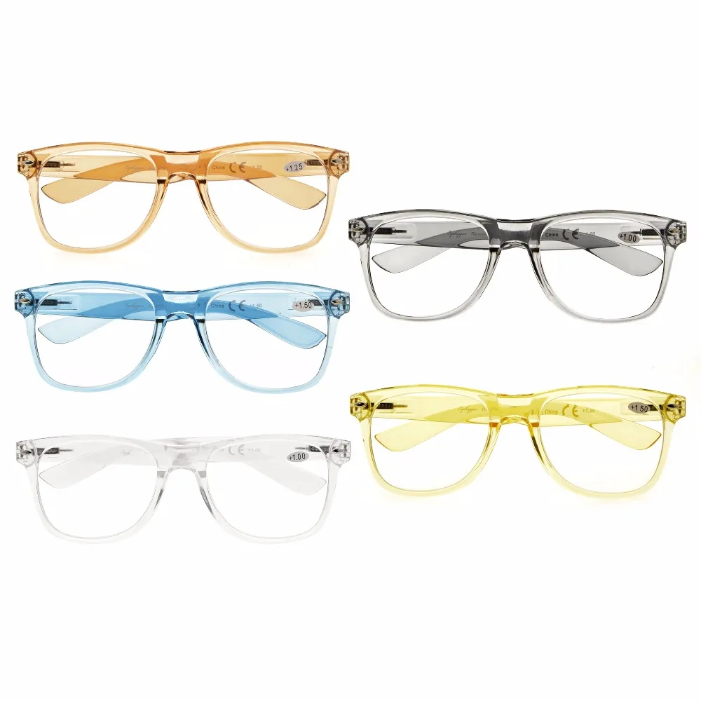 R133 Mix 5 упак. удобные пружинные петли большие простые очки для чтения (по одному