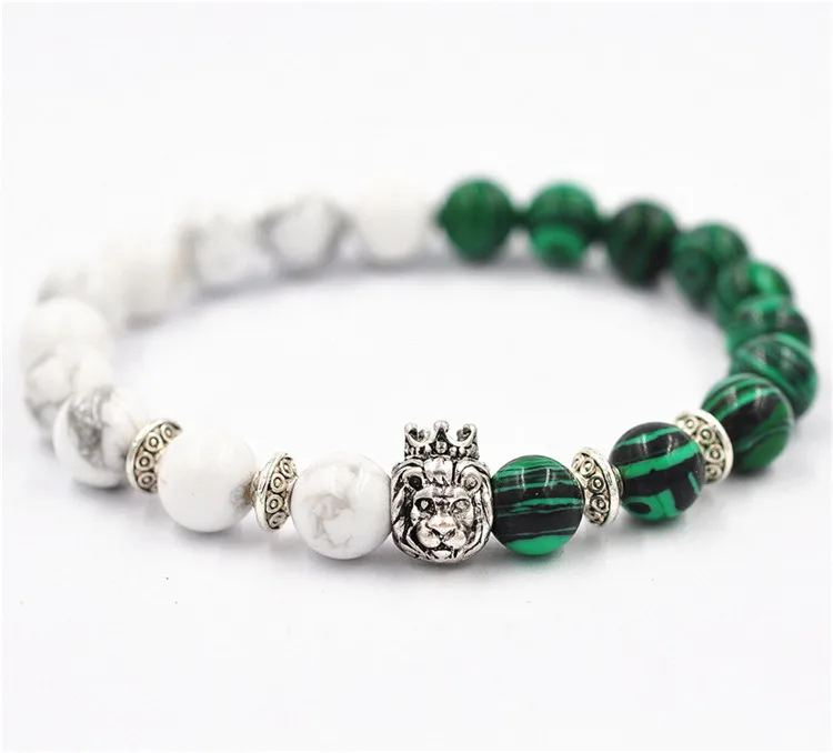 10 шт. Горячая оптовая продажа мужской белый и зеленый камень природы серебряные