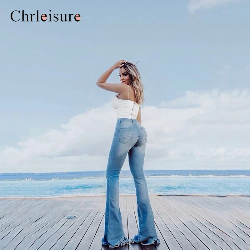 Chrleisure плюс размер высокая талия для женщин джинсы Широкие Женские 2019 весна лето