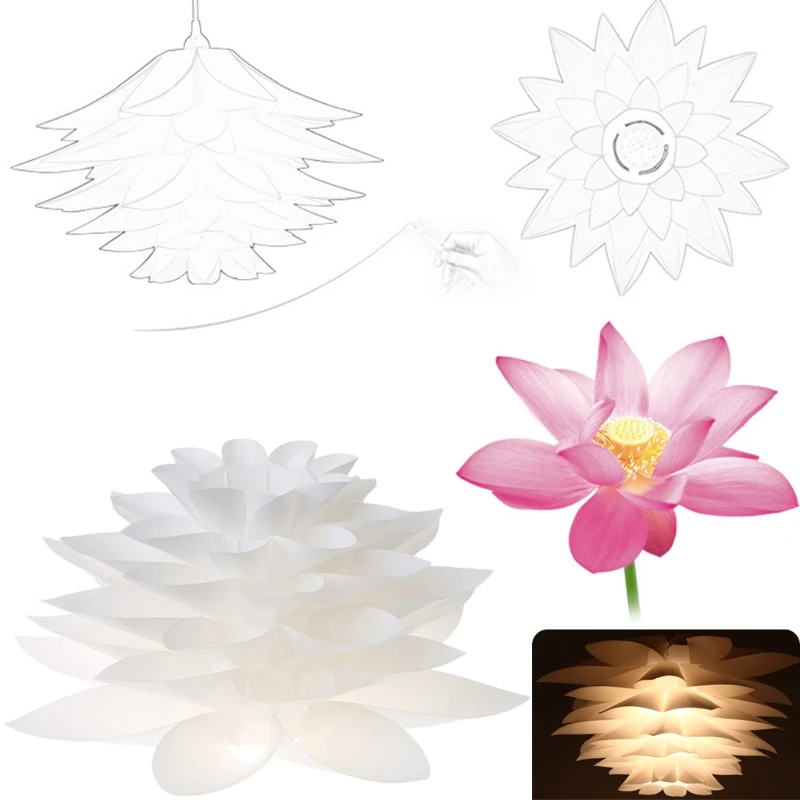 DIY Lotus фонарь тканевый пазл лампа для кухни столовой бара белый цвет подвесные