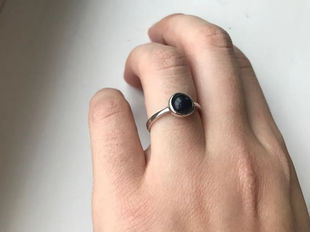 Корейское серебряное кольцо GTLJ1010 ювелирное изделие из черного полудрагоценного
