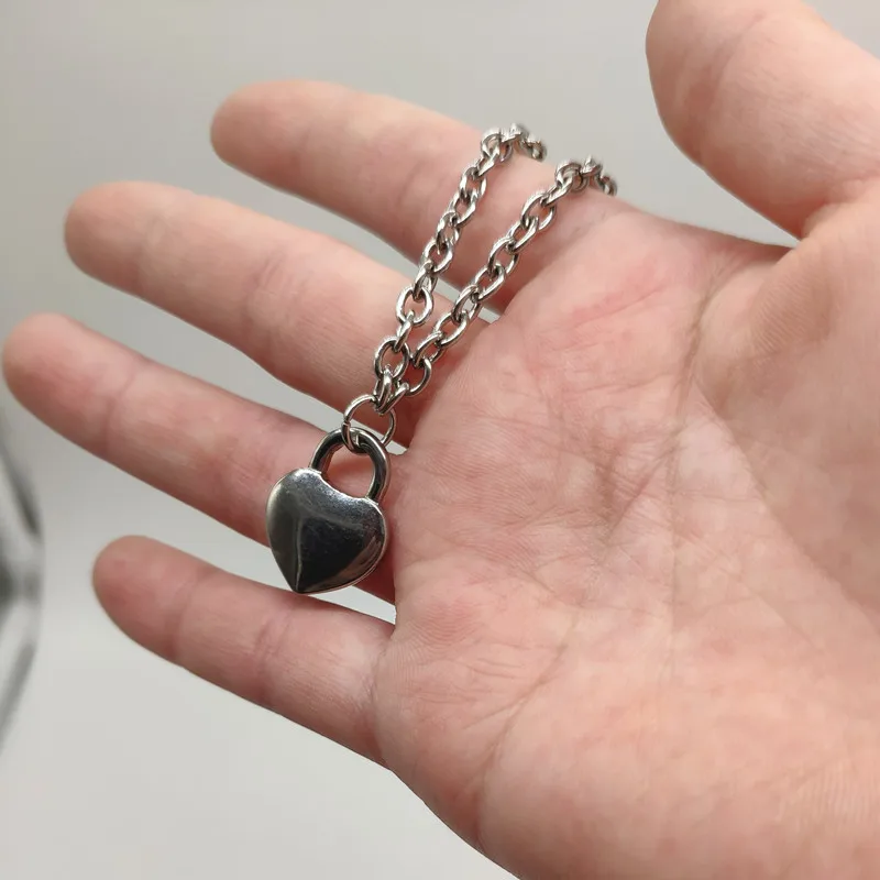 

Women Jewelry Silver Color Heart Pendant Necklace Brand New Stainless Steel Rolo Cable Chain Necklace Friendship Gifts Memory