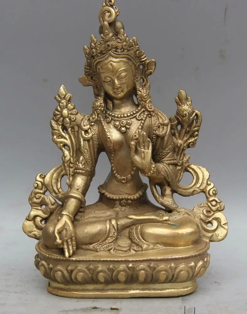 

15 cm * / Tibet Brass Gilt Tara Spirit Of Compassion Goddess Buddha Statue