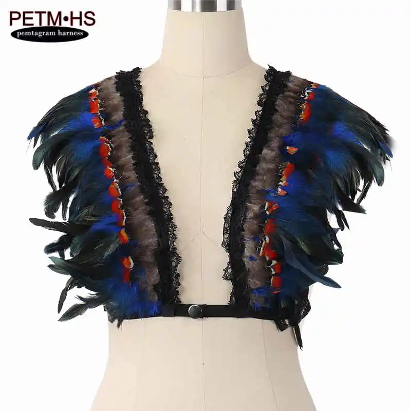 Style O0299 Цвет перьевые эполеты Бюстгальтер плечевой крылья BurningMan танцевальных фестивалях восторженные одежда стимпанк готический организм нижнего белья - Цвет: Style O0299